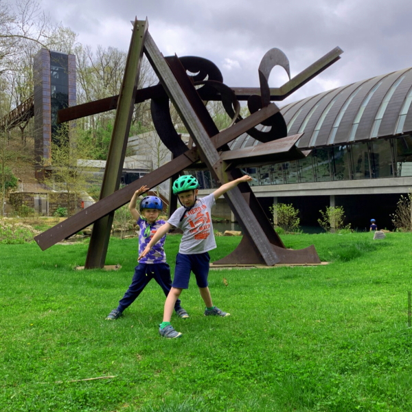 Crystal Bridges Museum of American Art bicycling with kids