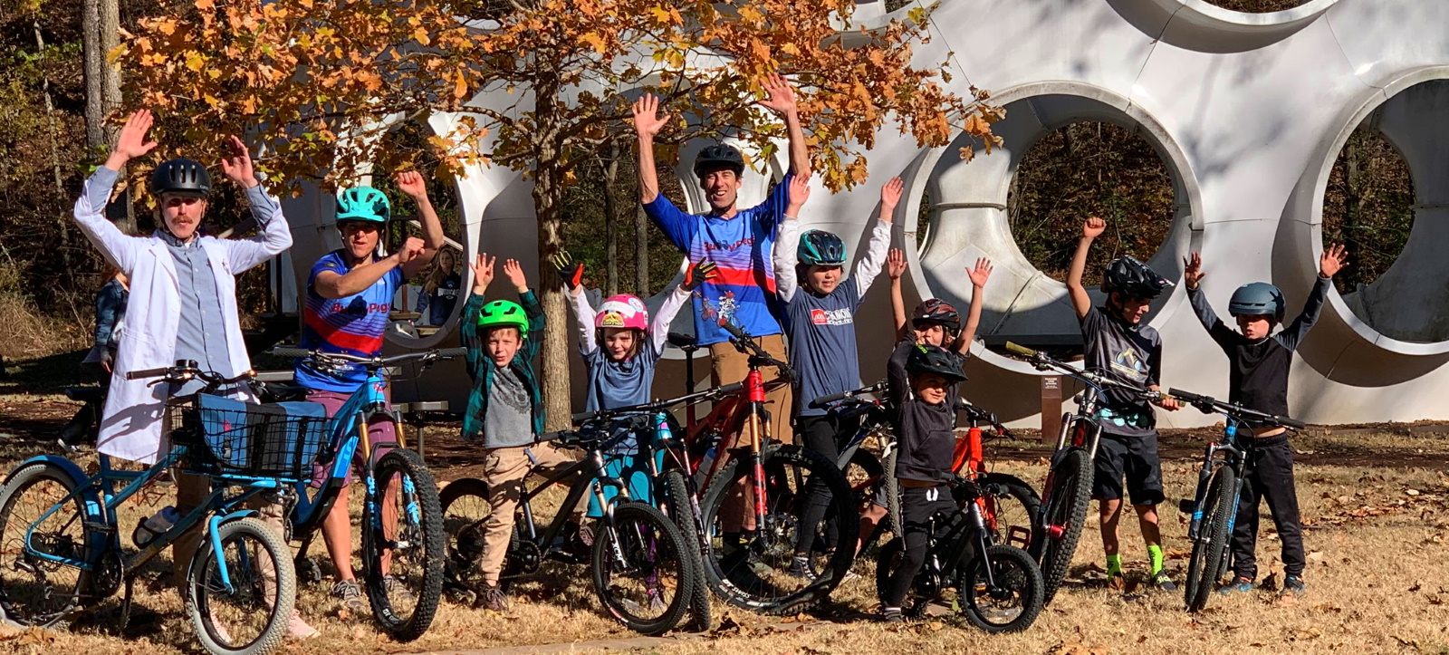 Kids bicycling and biking in Bentonville, Arkansas